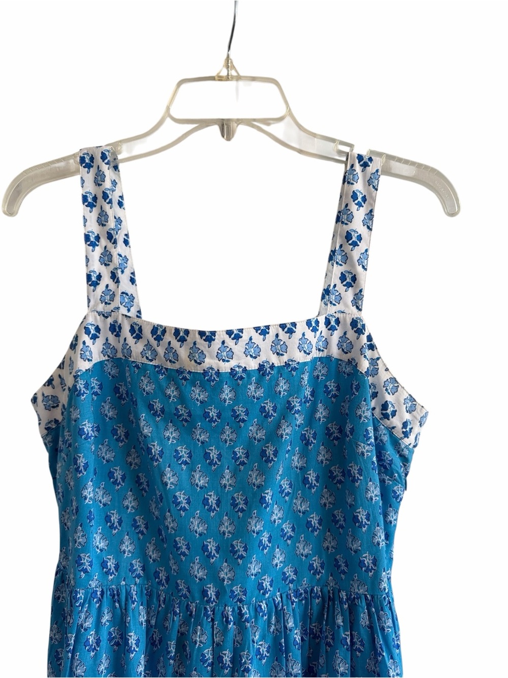 J. Crew Block-print Squareneck Smocked Floral Tiered Midi Dress Size 6 - Picture 5 of 11